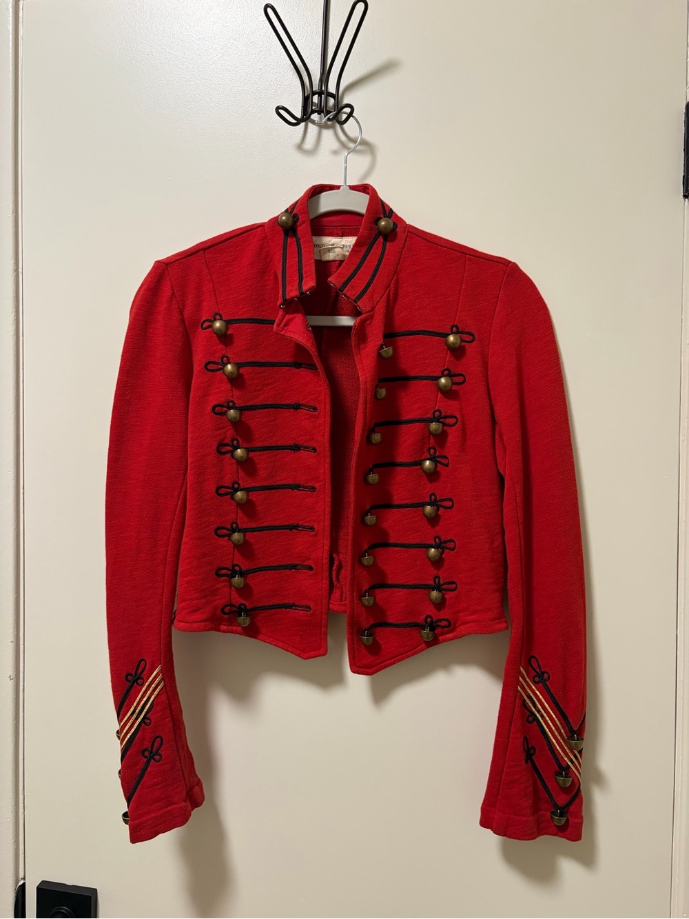 Ralph Lauren Denim & Supply Red Military-Style Slim Cropped Varsity Band Jacket